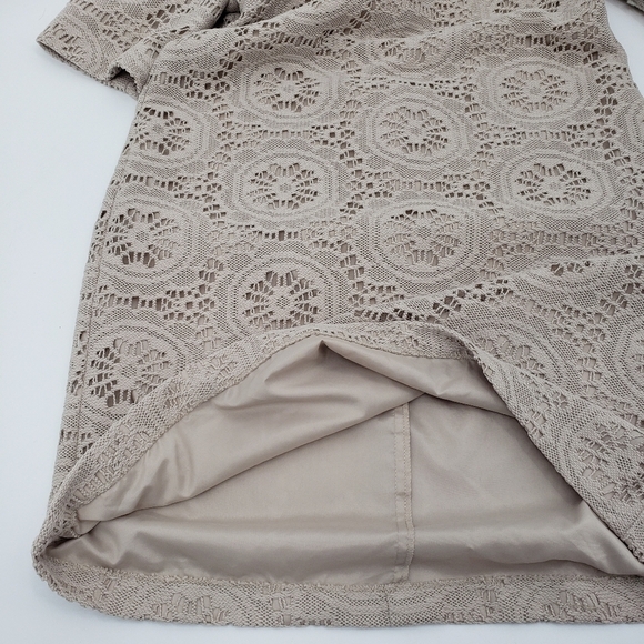 Adrianna Papell Ivory Floral Overlay Crochet Shift Dress - Picture 4 of 8